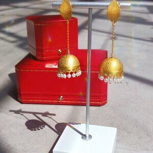 925 Sterling Silver Jhumka Natural Pearl Earrings – Great for Indian Weddings